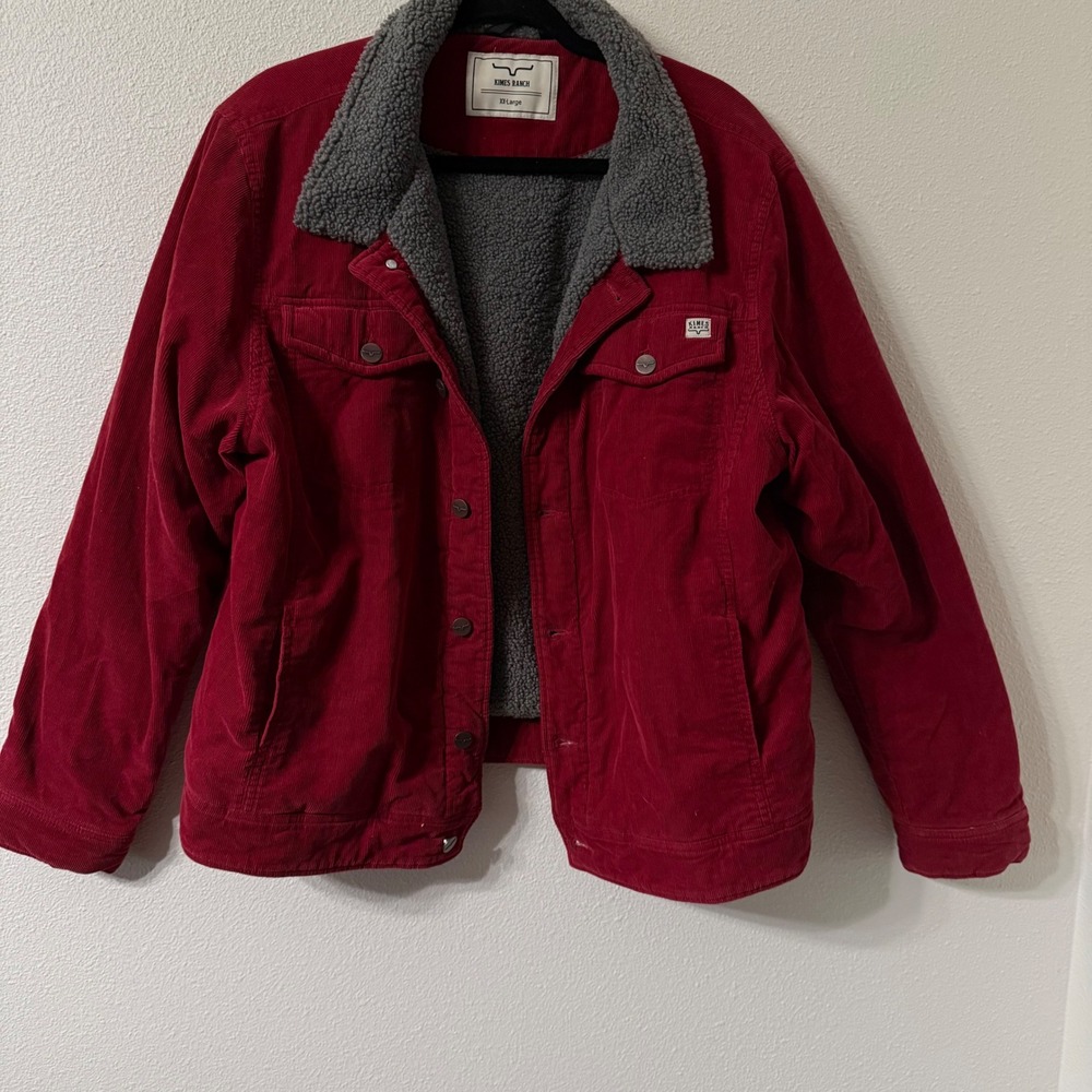 Kimes Ranch Womens Winslow Red Corduroy Sherpa Lined Western Trucker Jacket XXL